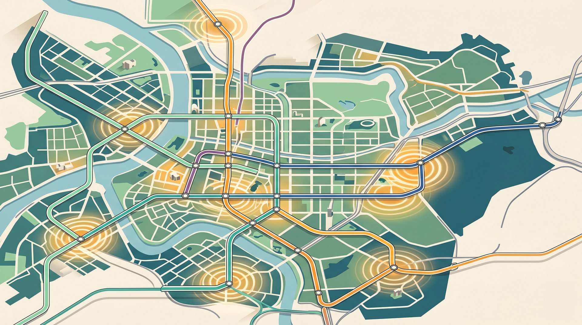 Illustration of rail transit and housing-price patterns